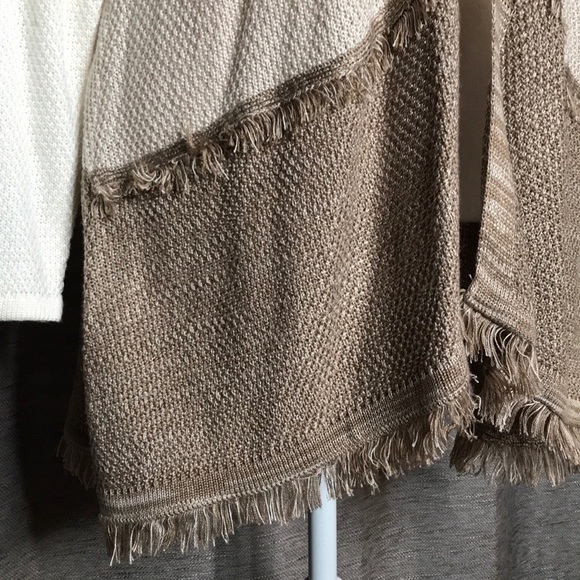 STYLE & CO WHITE CREAM TAN CARDIGAN LARGE - Picture 5 of 8